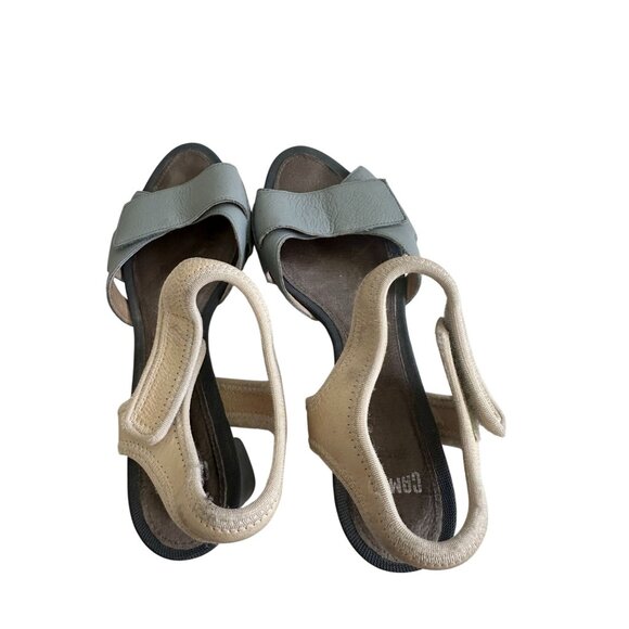 CAMPER Blue Tan Ankle Strap Sandals Heels Size 39 / US 9 - Picture 4 of 9